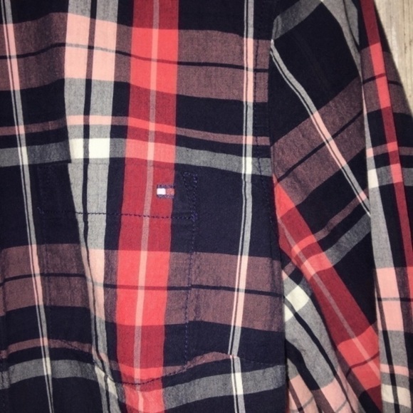 Tommy Hilfiger Pink & Red Plaid Button Down - Picture 5 of 6